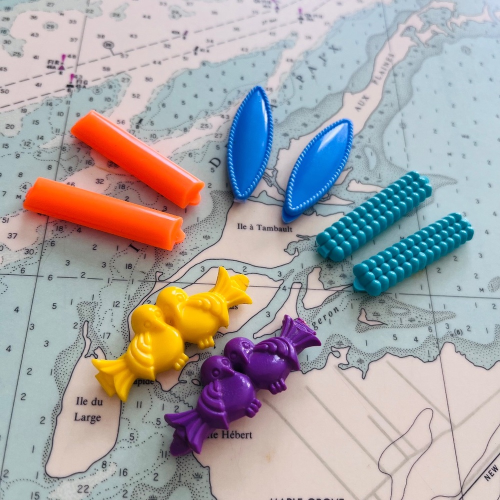 Vintage 80s / 90s Colourful Plastic Barrettes x 4 Pairs